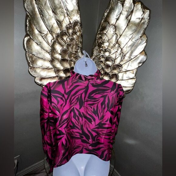 Gorgeous Ladaire Zebra Print 100%Silk Blouse, Hot Pink - Picture 9 of 16